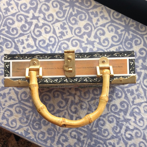 Travel Cigar Box Purse Bamboo Handle Y2K Vintage - Picture 8 of 10